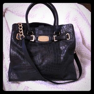 Michael Kors croc embossed Hamilton satchel